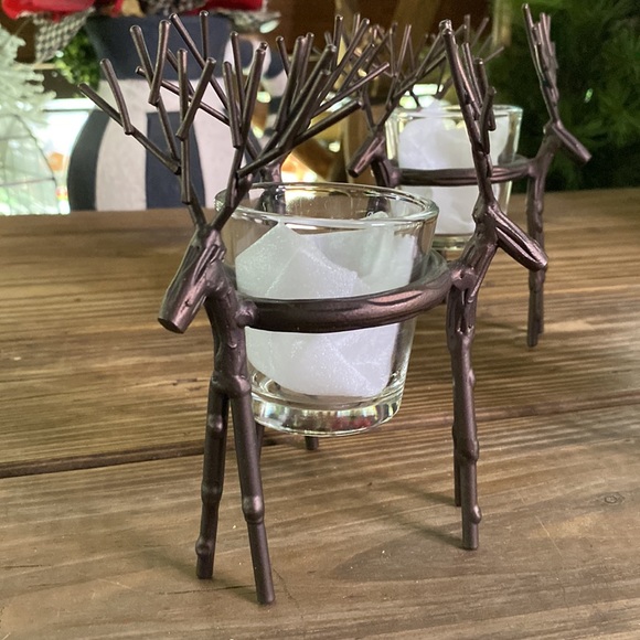Yankee Candle Rustic Woodsy Triple Twiggy Deer Glass and Metal Votive Holders 🦌 - Picture 4 of 16